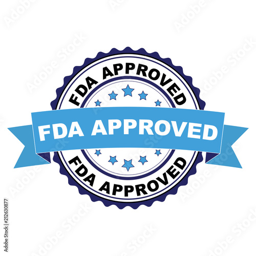 Blue black rubber stamp with FDA approved concept