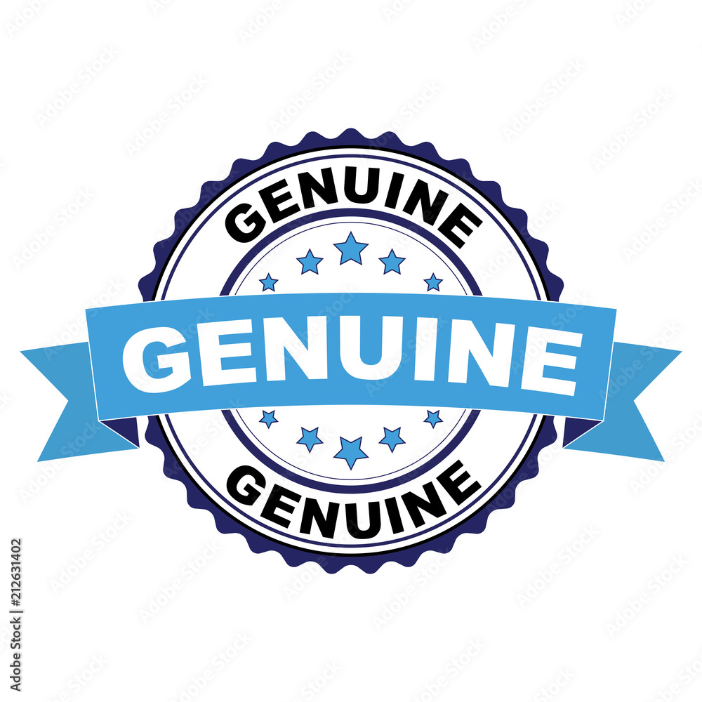 Fototapeta premium Blue black rubber stamp with Genuine concept