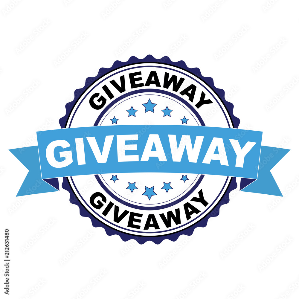 Blue black rubber stamp with Giveaway concept Blue black rubber stamp with Giveaway concept