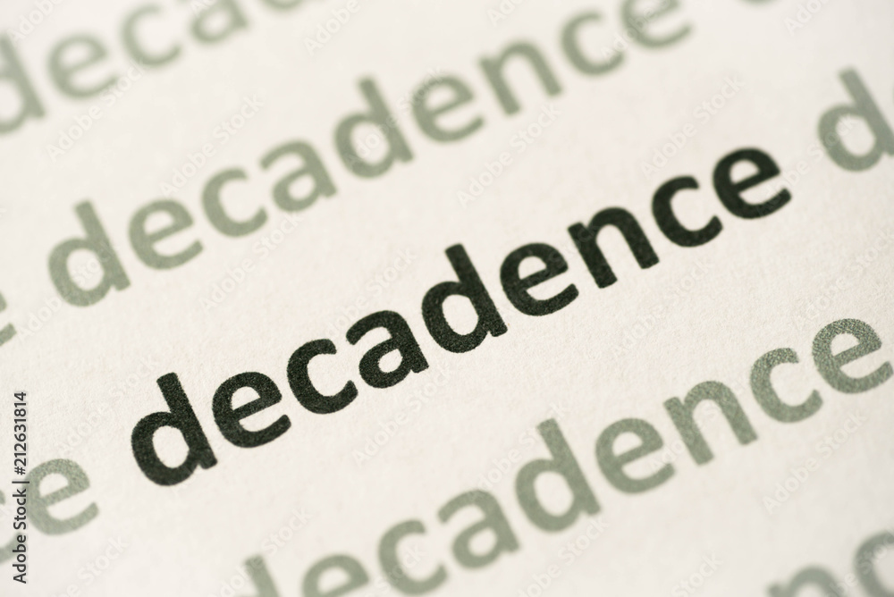 Obraz premium word decadence printed on paper macro