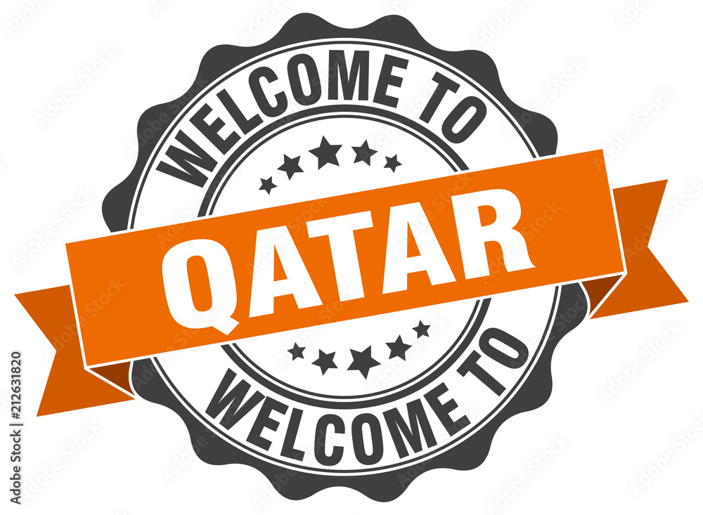 Fototapeta premium Qatar round ribbon seal