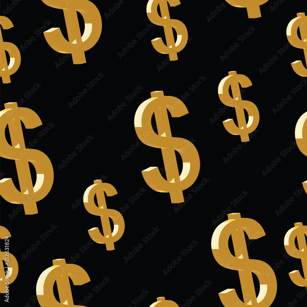 seamless pattern with golden dollars on black background - dollar symbol vector
seamless pattern with golden dollars on black background - dollar symbol vector