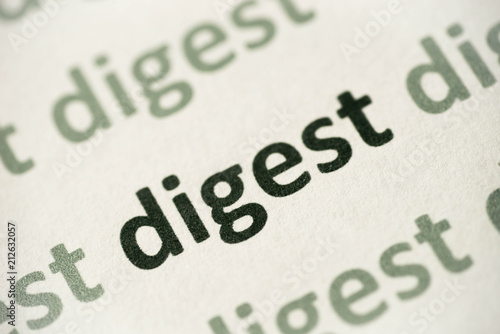 word digest printed on paper macro