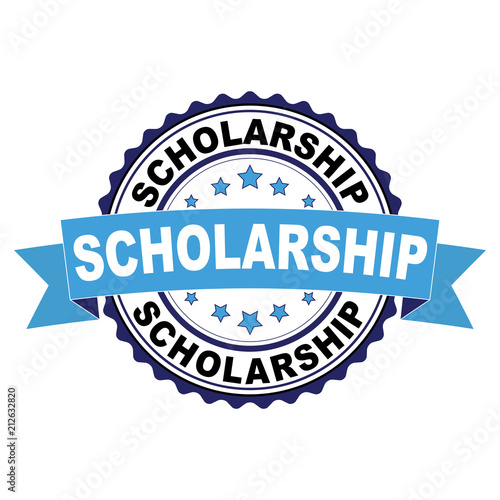 Blue black rubber stamp with Scholarship concept