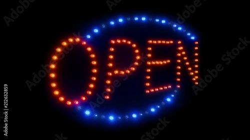 Open Sign With Lights Running Around