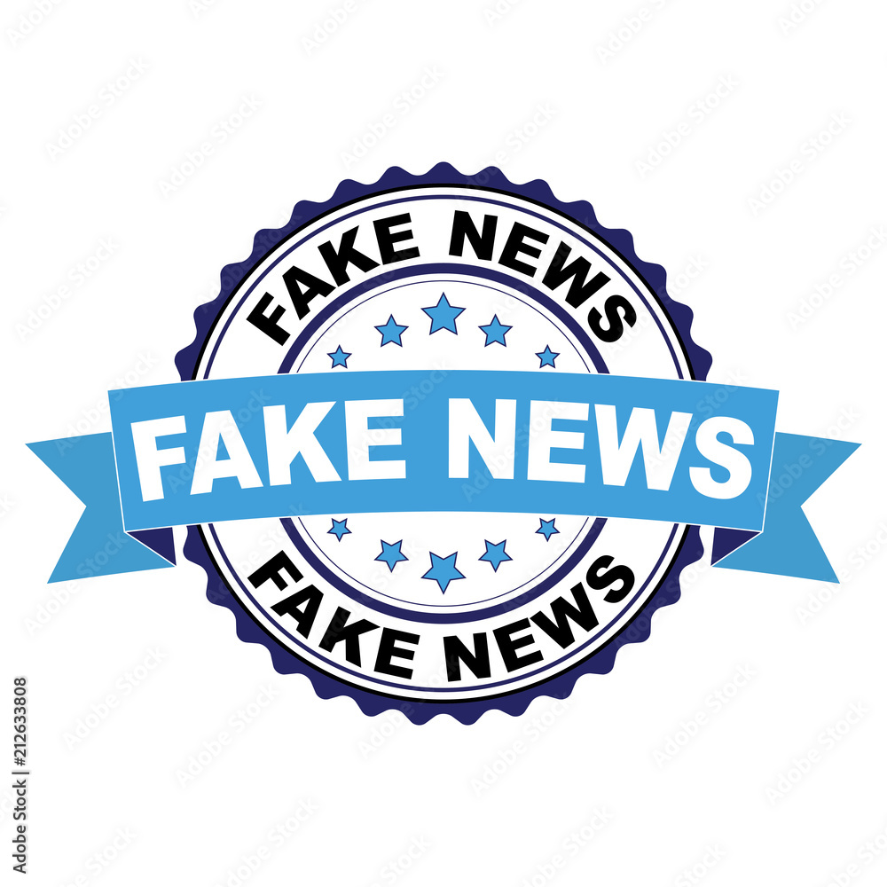 Blue black rubber stamp with Fake news concept