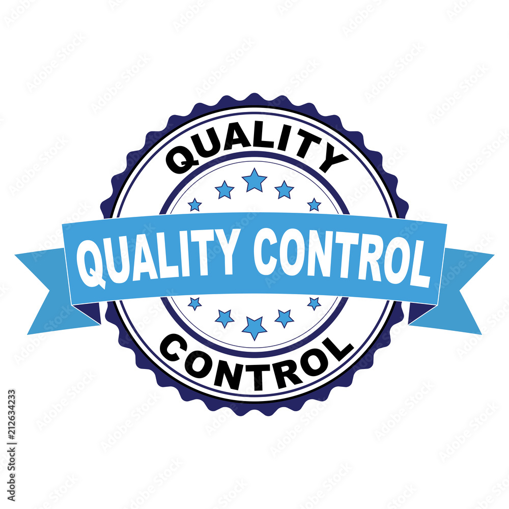 Obraz premium Blue black rubber stamp with Quality control concept
