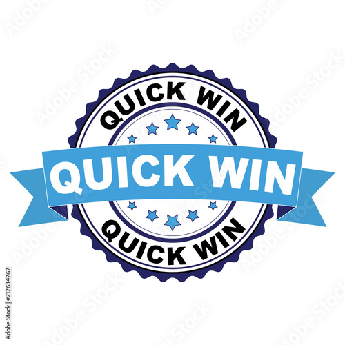 Blue black rubber stamp with Quick win concept