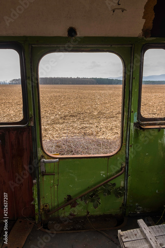 Landscape from the window of a wreck