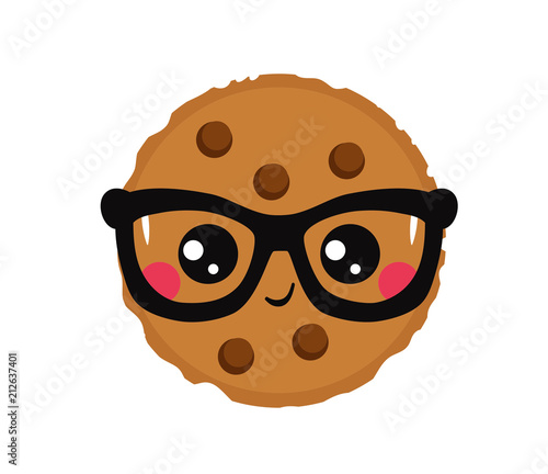 Lovely hipster cookie with glasses. Vector illustration isolated on white background.