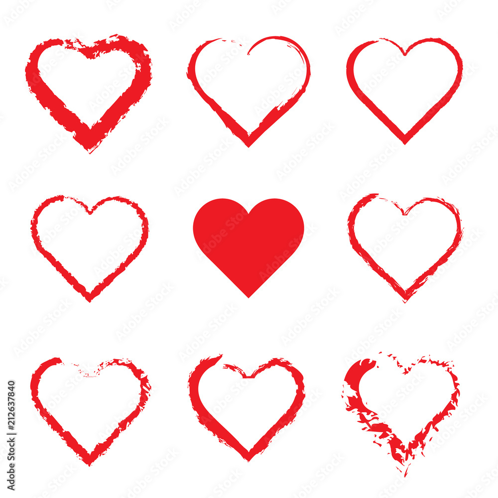 Vector hearts set. Hand drawn. Vector hearts set. Hand drawn.