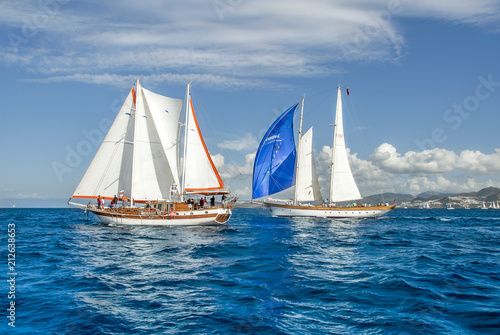 Bodrum, Turkey, 20 October 2010: Bodrum Cup, Gulet Wooden Sailboats