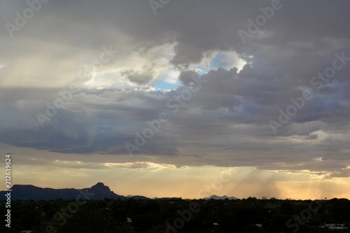 Sunset over Tucson Mountains Monsoon Season Arizona