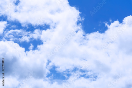background - high midday blue sky with white cumulus clouds