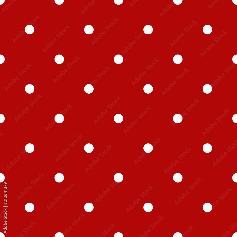 Seamless polka dot pattern. White dots on red background. Vector illustration. Seamless polka dot pattern. White dots on red background. Vector illustration.