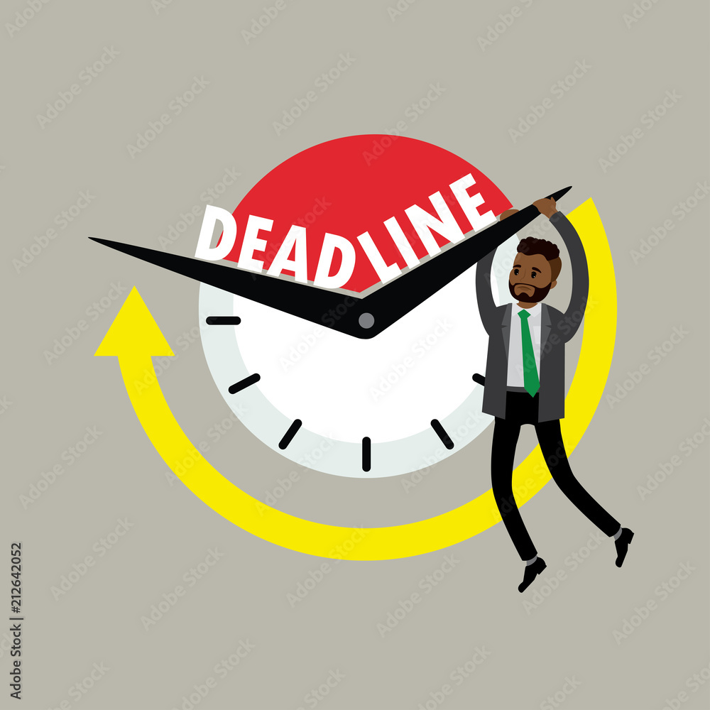 Deadline business concept,Sad Businessman hanging on the clock arrow. Deadline business concept,Sad Businessman hanging on the clock arrow.