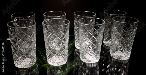 Set of Empty Luxury Vintage Crystal Glasses