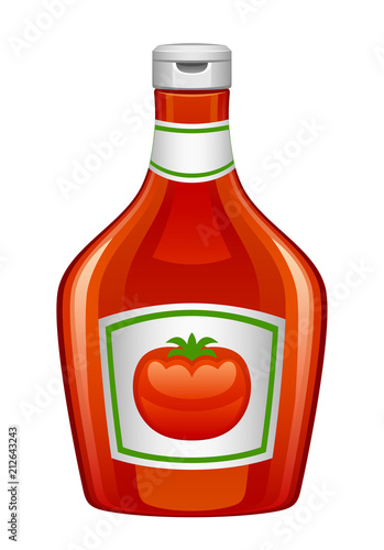 Bottle of tomato ketchup on a white background