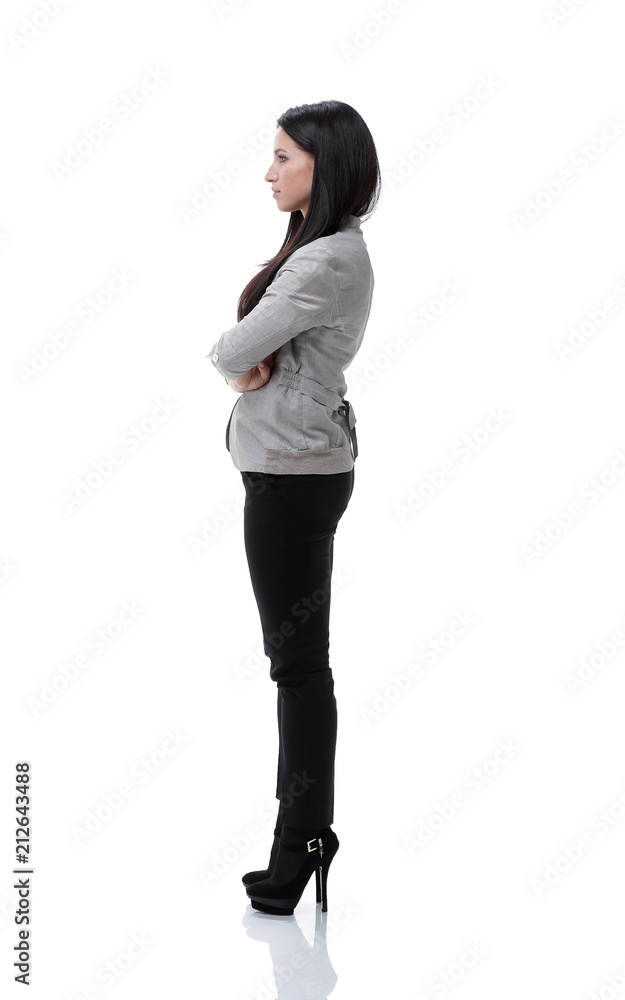 side view. Portrait of a modern young woman. side view. Portrait of a modern young woman.