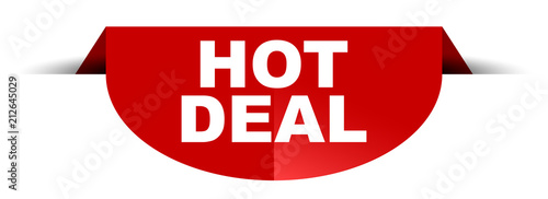 red vector round banner hot deal