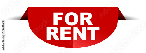 red vector round banner for rent