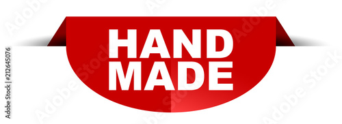 red vector round banner hand made