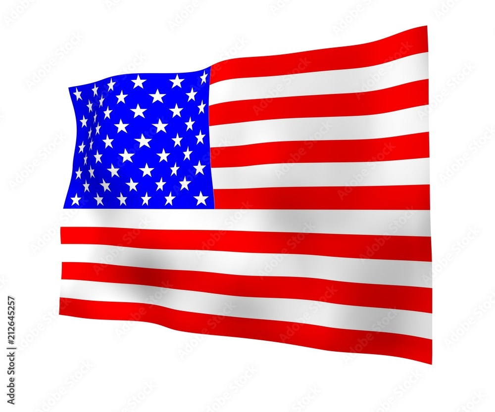 Waving flag of the United States of America. Stars and Stripes. State symbol of the USA. 3D illustration Waving flag of the United States of America. Stars and Stripes. State symbol of the USA. 3D illustration