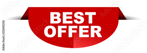 red vector round banner best offer