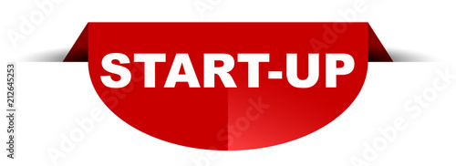red vector round banner startup