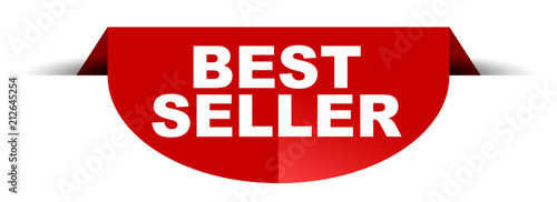 red vector round banner best seller