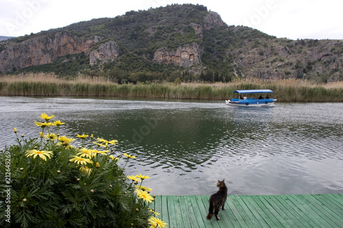 Dalyan canal view and Kaunos ancient city, Turkey photo