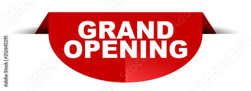 red vector round banner grand opening
