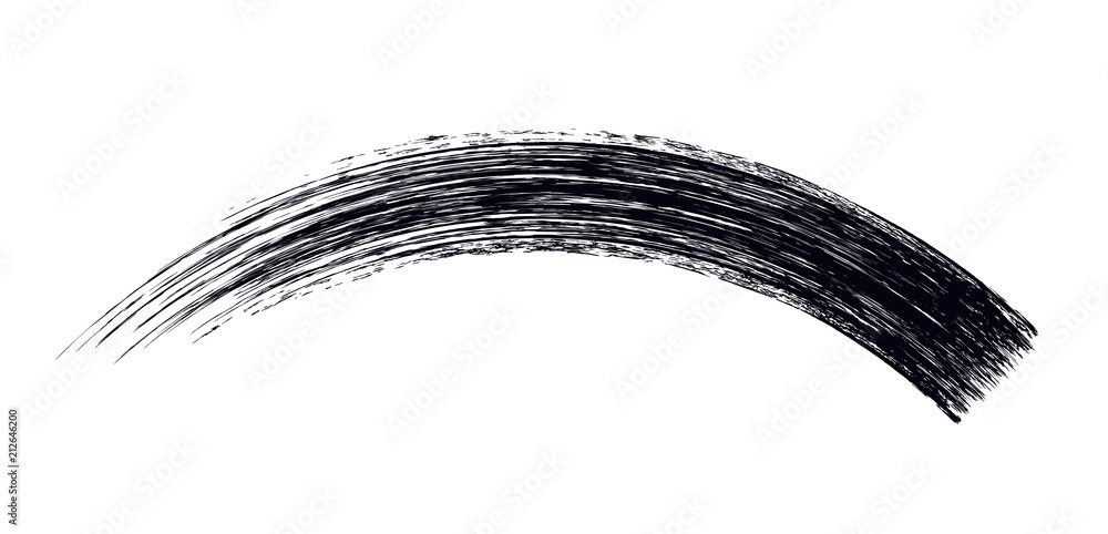 Naklejka premium Vector make-up cosmetic mascara brush stroke texture design isolated on white. Realistic mascara smear template