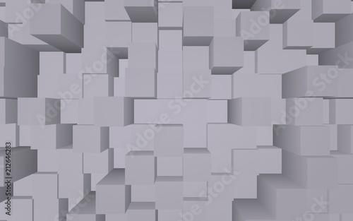 Abstract gray elegant cube geometric background. Chaotically advanced rectangular bars. 3D Rendering  3D illustration