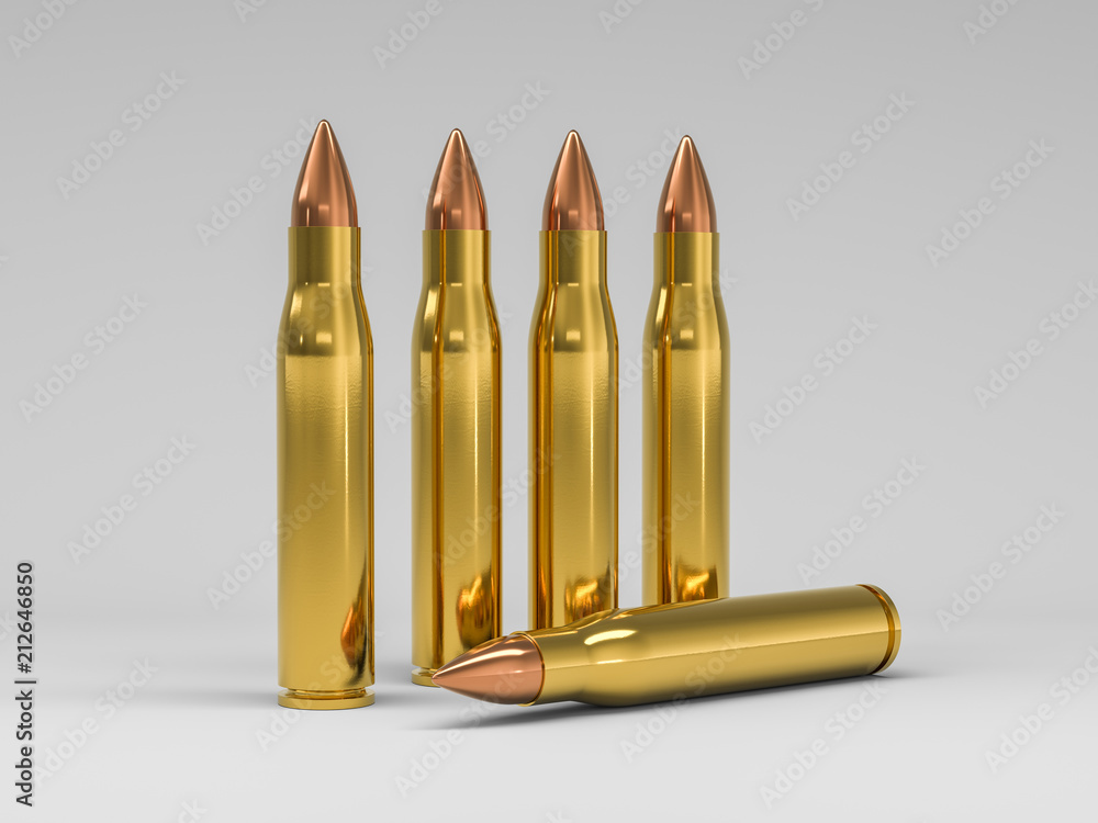 Couple of bullets on a background in the vertical position. 3D Couple of bullets on a background in the vertical position. 3D