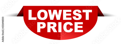 red vector round banner lowest price