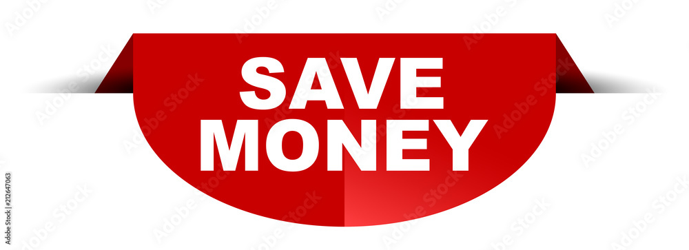 red vector round banner save money red vector round banner save money