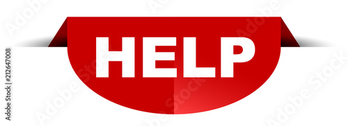 red vector round banner help