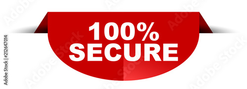 red vector round banner 100% secure
