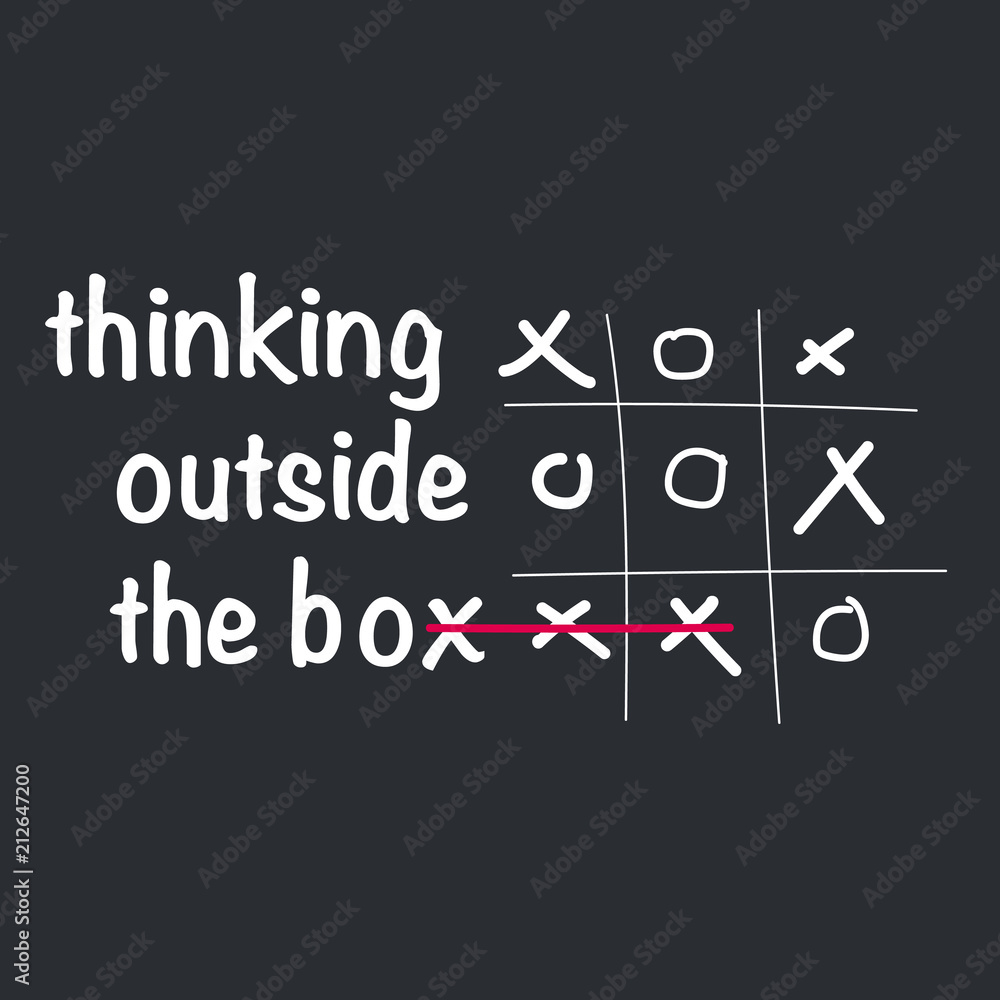 Think outside the box concept with tic tac toe game. vector illustration isolated on white background. Think outside the box concept with tic tac toe game. vector illustration isolated on white background.
