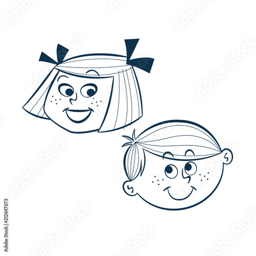 Vintage Style Clip Art - Girl and Boy - Vector EPS10.