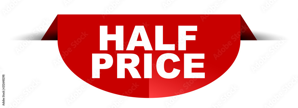 red vector round banner half price red vector round banner half price