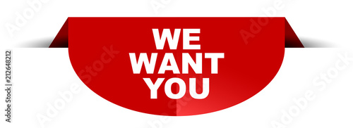 red vector round banner we want you