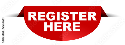 red vector round banner register here