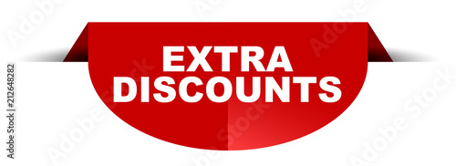 red vector round banner extra discounts