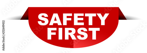 red vector round banner safety first