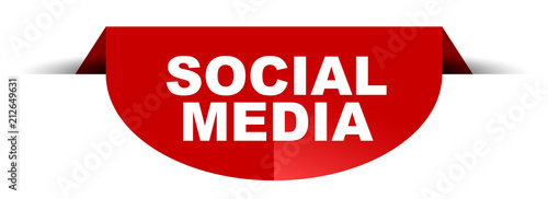 red vector round banner social media