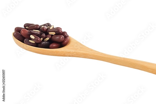 Kidney Beans in Wooden Spoon on White Background