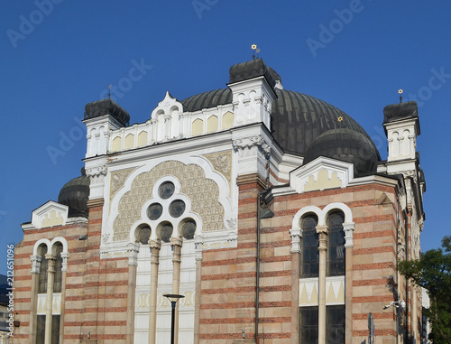 Sofia Synagogue (Bulgaria) is the third-largest in Europe. Constructed   after a project by the Austrian architect Friedrich Grunanger and was   officially opened on 9 September 1909 photo