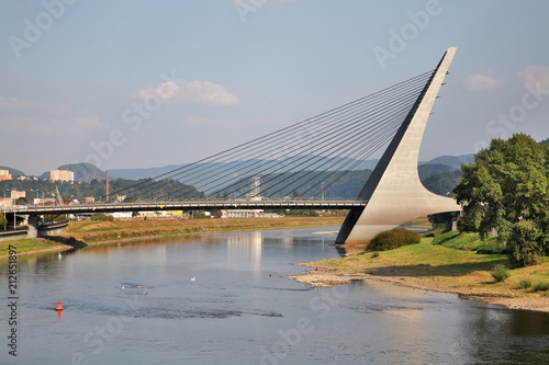 Obraz na płótnie Mariansky Bridge over Elbe river in Usti nad Labem. Czech Republic w salonie